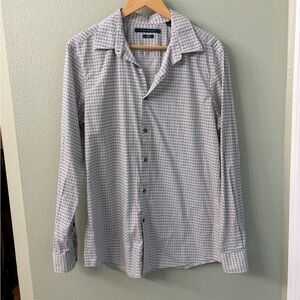 Perry Ellis Gray Geometric Button Down Shirt